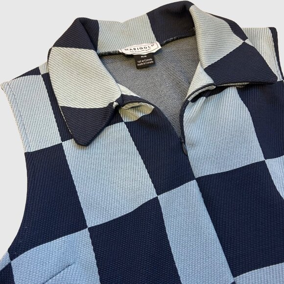 MARIGOLD par Marilyne Baril Checkerboard A-Line Dress - Blue -  Medium - NWOT - Picture 3 of 5